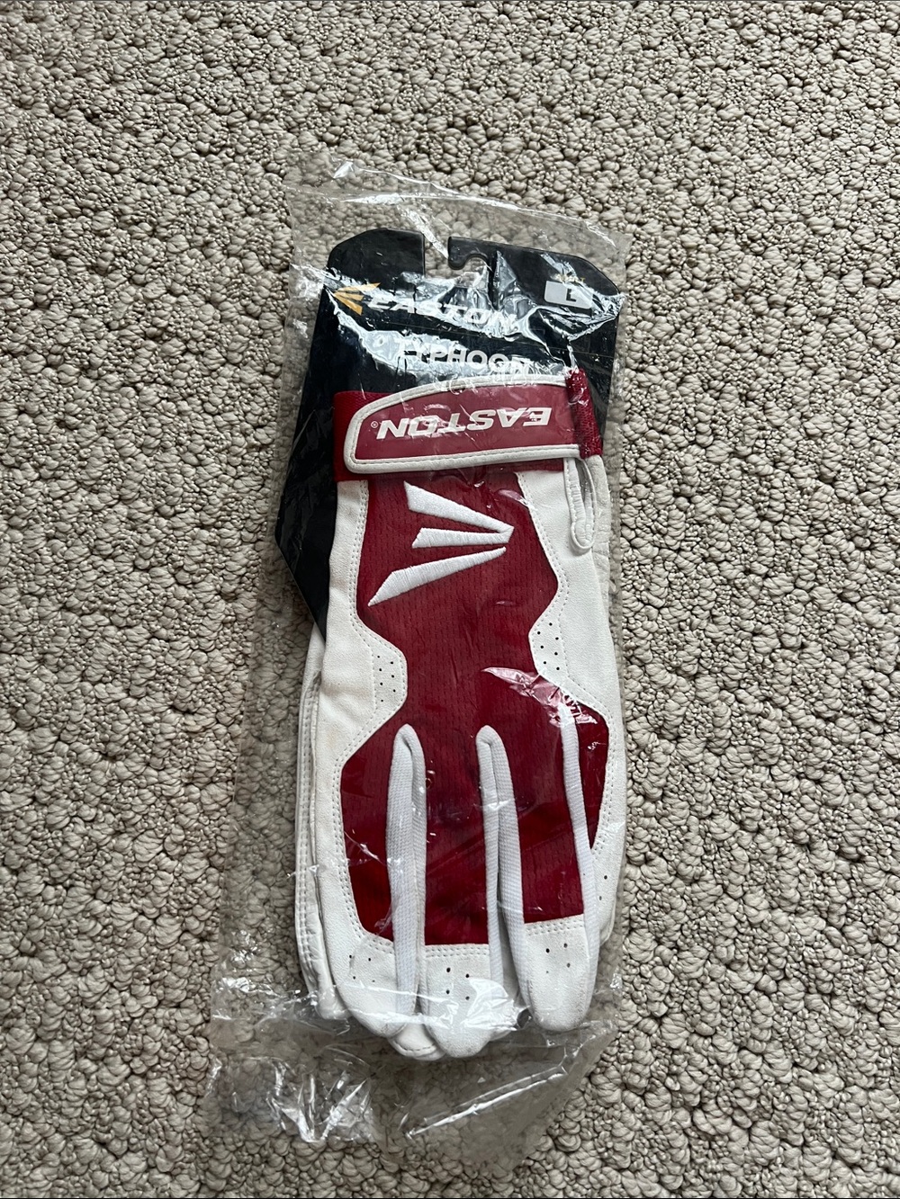 Easton White and Red Baseball Batting Glove